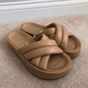 Zara flatform padded leather sandals